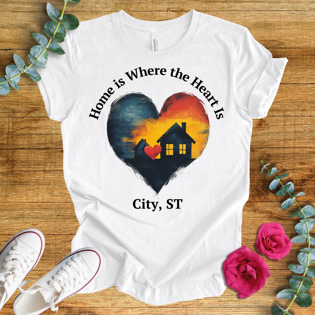 Home Is Where The Heart Is T-Shirt - Customizable City/State - ParenTEES