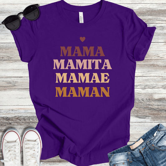 Mama 4 Languages T-Shirt - ParenTEES