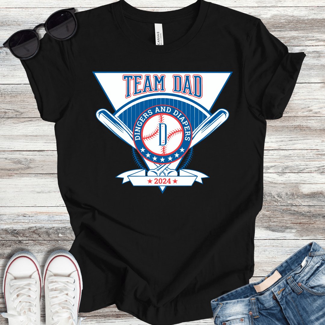 Team Dad: Dingers and Diapers T-Shirt - ParenTEES