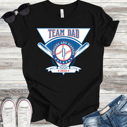 Team Dad: Dingers and Diapers T-Shirt - ParenTEES