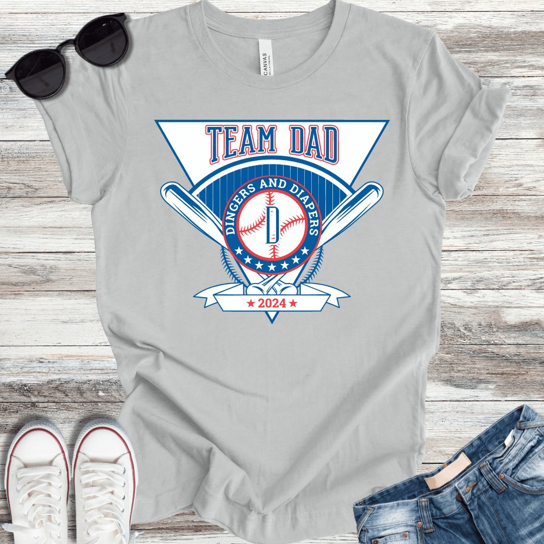 Team Dad: Dingers and Diapers T-Shirt - ParenTEES