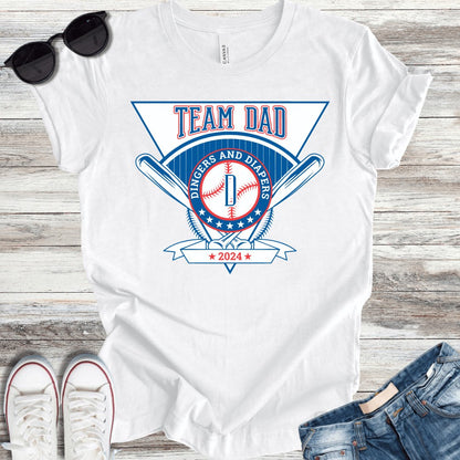 Team Dad: Dingers and Diapers T-Shirt - ParenTEES