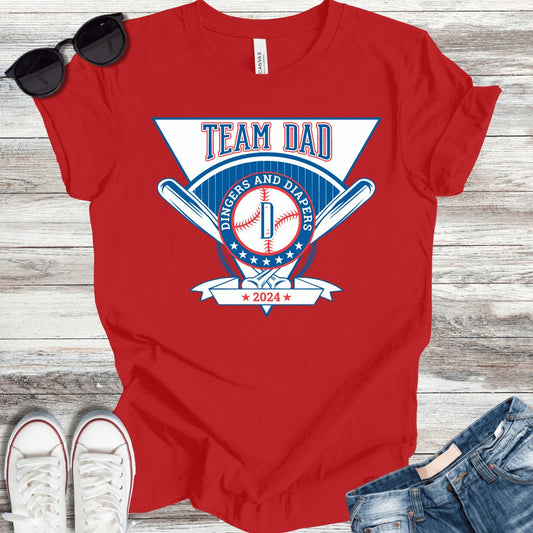 Team Dad: Dingers and Diapers T-Shirt - ParenTEES